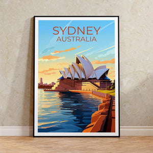 Sydney Travel Print Australia Poster Opera House Wall Art Harbor Illustration Sydney Poster Home Decor Birthday Gift