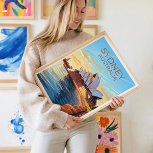Sydney Travel Print Australia Poster Opera House Wall Art Harbor Illustration Sydney Poster Home Decor Birthday Gift