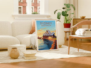 Sydney Travel Print Australia Poster Opera House Wall Art Harbor Illustration Sydney Poster Home Decor Birthday Gift
