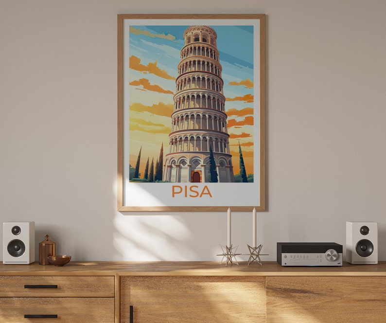 Leaning Tower of Pisa Poster, Italy Wall Art, Leaning Tower of Pisa Print, Italy Poster, Italy Art, Europe Poster, Poster Art, Wall Decor