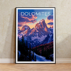 Dolomiten Poster, Dolomiten Druck, Italien Poster, Italien Druck, Dolomiten Reise Poster, Berge Poster, Dolomiten Kunst