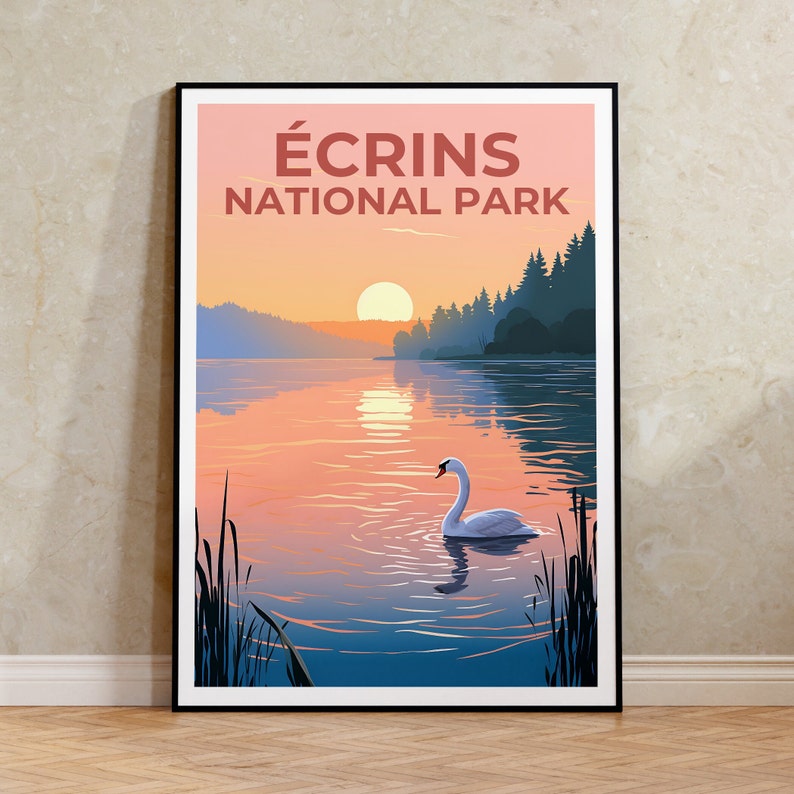 Ecrins National Park Poster, Écrins Print, France Poster, France Print, Écrins Travel Poster, Swan Poster, Écrins Art