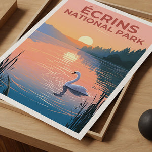 Ecrins National Park Poster, Écrins Print, France Poster, France Print, Écrins Travel Poster, Swan Poster, Écrins Art