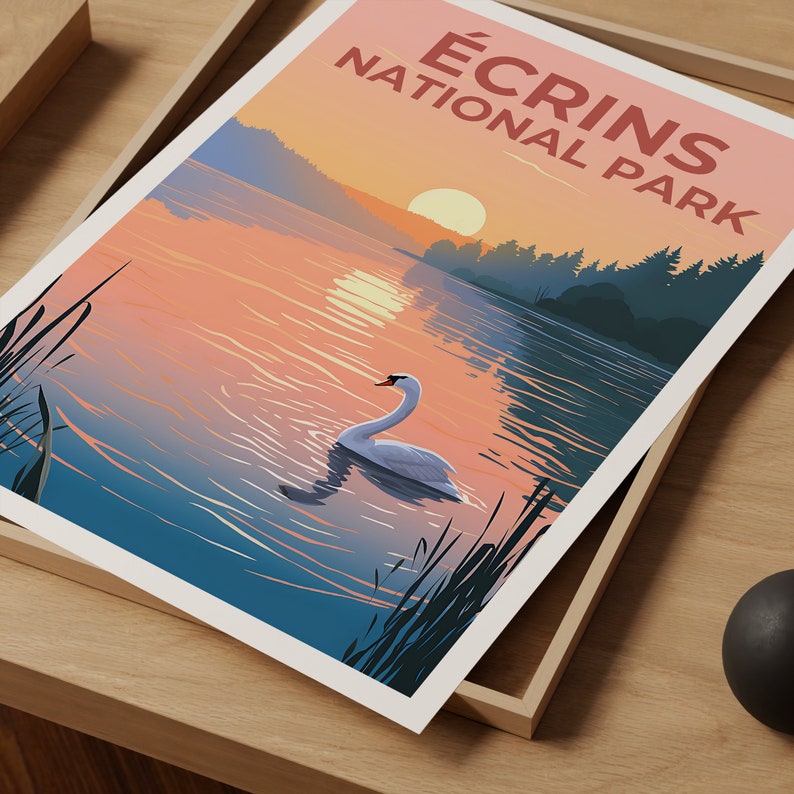 Ecrins National Park Poster, Écrins Print, France Poster, France Print, Écrins Travel Poster, Swan Poster, Écrins Art