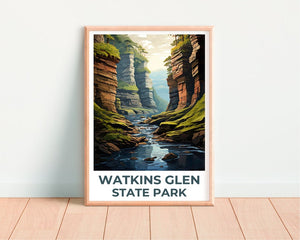 Watkins Glen Travel Poster, New York Wall Art, New York Print, Watkins Glen Poster, New York Poster, Nature Poster, Watkins Glen Art