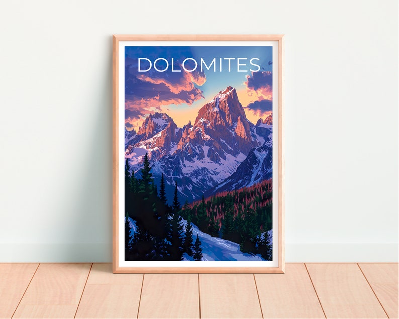 Dolomiten Poster, Dolomiten Druck, Italien Poster, Italien Druck, Dolomiten Reise Poster, Berge Poster, Dolomiten Kunst