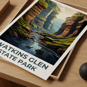 Watkins Glen Travel Poster, New York Wall Art, New York Print, Watkins Glen Poster, New York Poster, Nature Poster, Watkins Glen Art