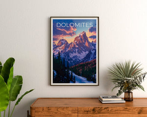 Dolomiten Poster, Dolomiten Druck, Italien Poster, Italien Druck, Dolomiten Reise Poster, Berge Poster, Dolomiten Kunst