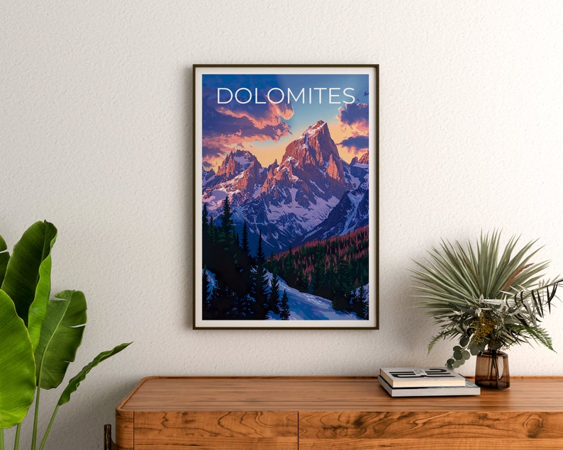 Dolomiten Poster, Dolomiten Druck, Italien Poster, Italien Druck, Dolomiten Reise Poster, Berge Poster, Dolomiten Kunst