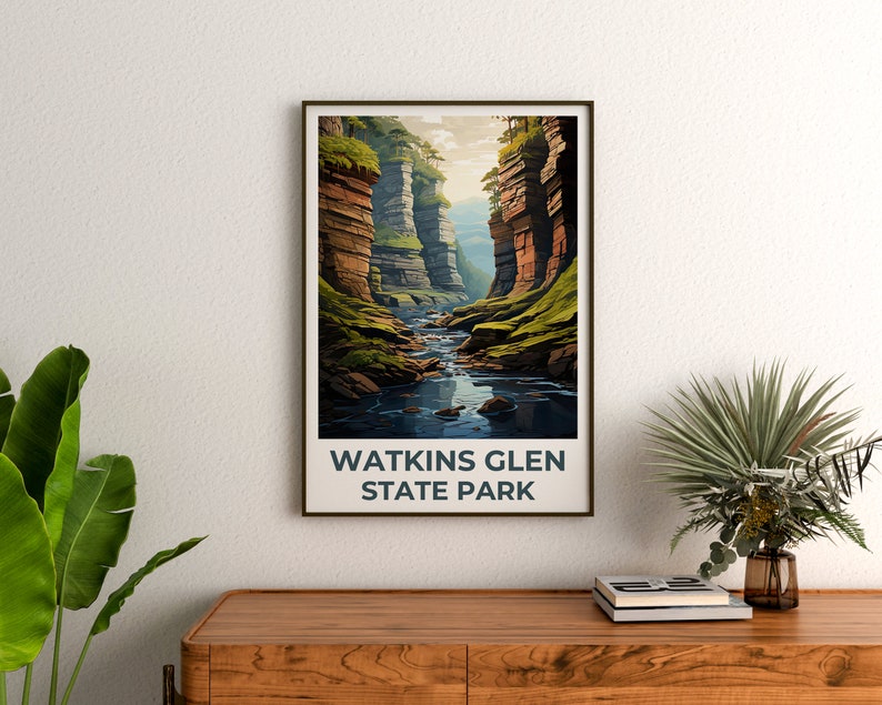 Watkins Glen Travel Poster, New York Wall Art, New York Print, Watkins Glen Poster, New York Poster, Nature Poster, Watkins Glen Art