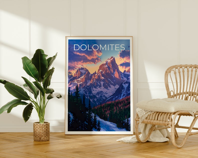 Dolomiten Poster, Dolomiten Druck, Italien Poster, Italien Druck, Dolomiten Reise Poster, Berge Poster, Dolomiten Kunst