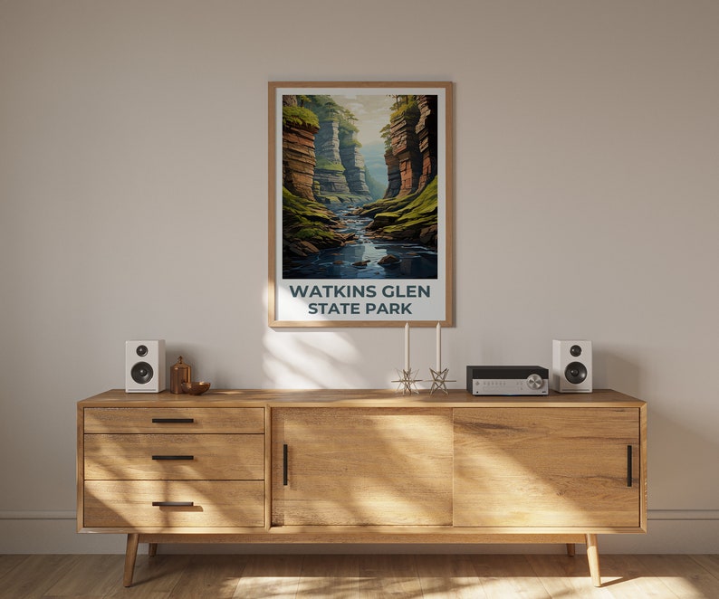 Watkins Glen Travel Poster, New York Wall Art, New York Print, Watkins Glen Poster, New York Poster, Nature Poster, Watkins Glen Art