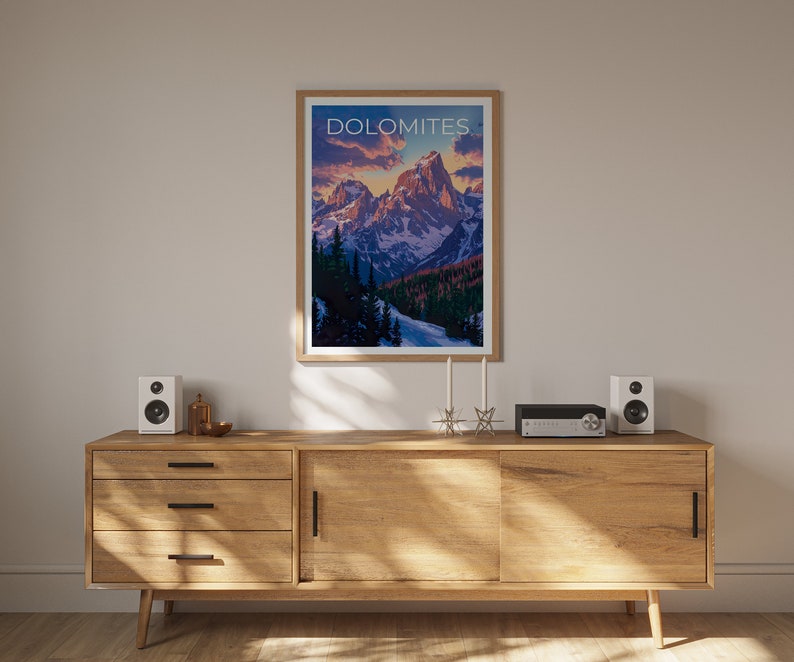 Dolomiten Poster, Dolomiten Druck, Italien Poster, Italien Druck, Dolomiten Reise Poster, Berge Poster, Dolomiten Kunst