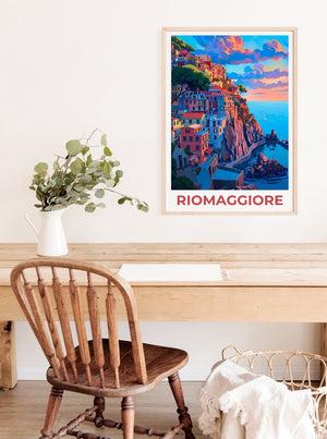 Riomaggiore Travel Poster, Italy Wall Art, Italy Print, Riomaggiore Poster, Italy Poster, City Poster, Riomaggiore Art