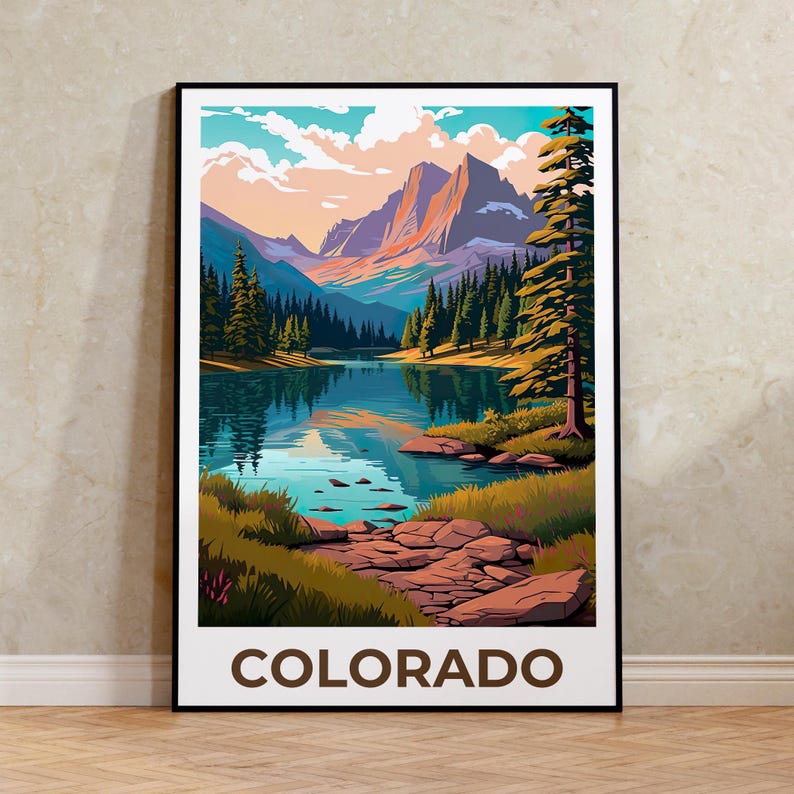Colorado Travel Print, Forest Poster, Rockies Wall Art, Mountain Illustration, Colorado Poster, Home Decor