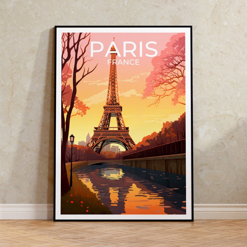 Paris Travel Poster, Paris Wall Art, Eiffel Tower Print, Eiffel Tower Poster, France Art, Europe Poster, Seine River, Wall Decor