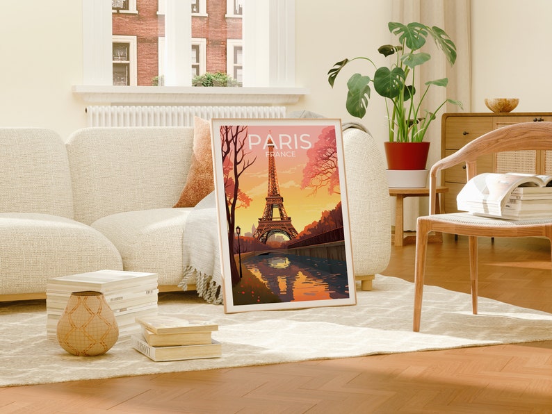Paris Travel Poster, Paris Wall Art, Eiffel Tower Print, Eiffel Tower Poster, France Art, Europe Poster, Seine River, Wall Decor