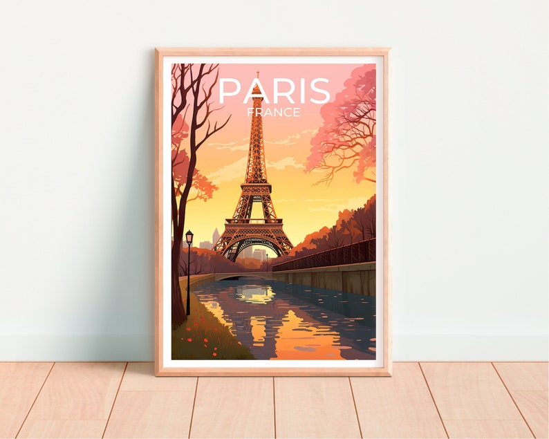 Paris Travel Poster, Paris Wall Art, Eiffel Tower Print, Eiffel Tower Poster, France Art, Europe Poster, Seine River, Wall Decor