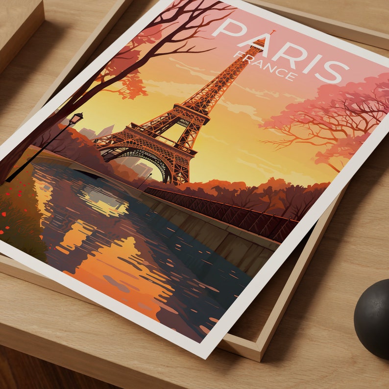 Paris Travel Poster, Paris Wall Art, Eiffel Tower Print, Eiffel Tower Poster, France Art, Europe Poster, Seine River, Wall Decor