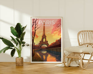 Paris Travel Poster, Paris Wall Art, Eiffel Tower Print, Eiffel Tower Poster, France Art, Europe Poster, Seine River, Wall Decor