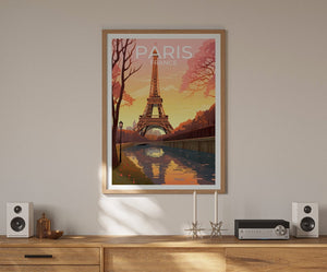 Paris Travel Poster, Paris Wall Art, Eiffel Tower Print, Eiffel Tower Poster, France Art, Europe Poster, Seine River, Wall Decor