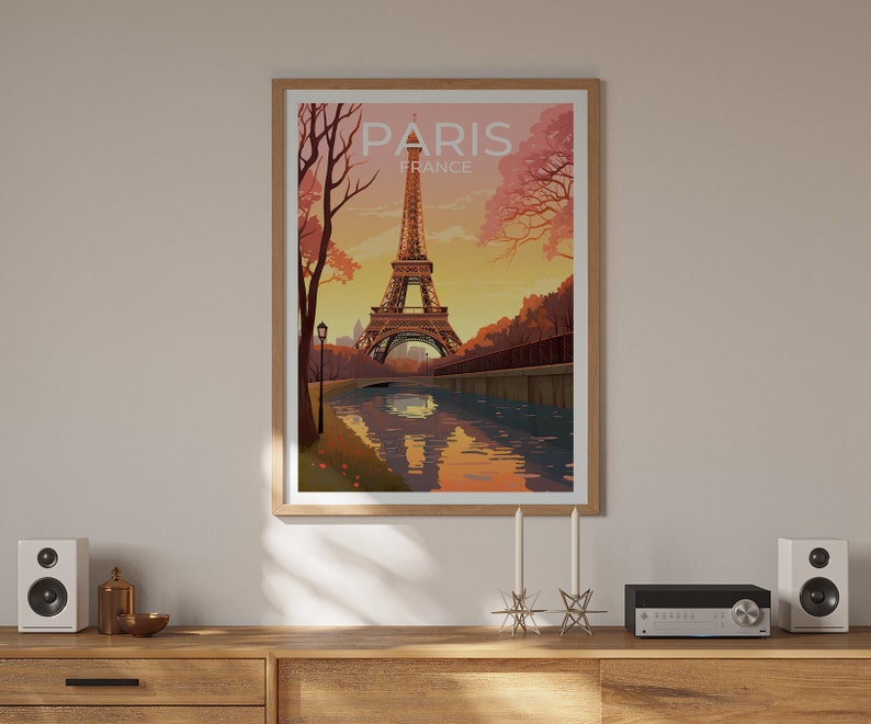 Paris Travel Poster, Paris Wall Art, Eiffel Tower Print, Eiffel Tower Poster, France Art, Europe Poster, Seine River, Wall Decor