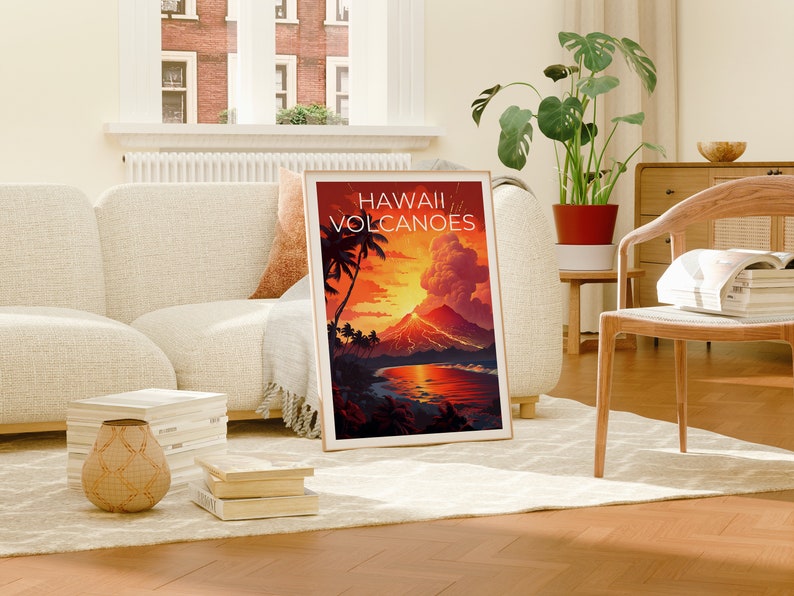 Affiche de voyage sur les volcans d'Hawaï, art mural d'Hawaï, impression d'Hawaï, affiche des volcans d'Hawaï, affiche des volcans d'Hawaï, impression des volcans d'Hawaï