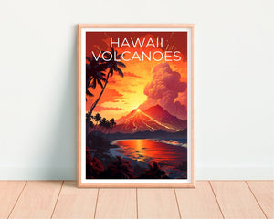 Hawaii Volcanoes Travel Poster, Hawaii Wall Art, Hawaii Print, Hawaii Volcanoes Poster, Hawaiʻi Volcanoes Poster, Hawaii Volcanoes Print