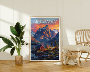 Affiche de voyage Norvège, Art mural d'hiver, Impression Europe, Affiche Norvège, Affiche Europe, Affiche Nature, Impression Norvège