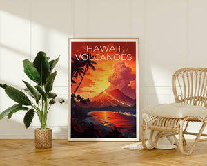 Hawaii Volcanoes Travel Poster, Hawaii Wall Art, Hawaii Print, Hawaii Volcanoes Poster, Hawaiʻi Volcanoes Poster, Hawaii Volcanoes Print
