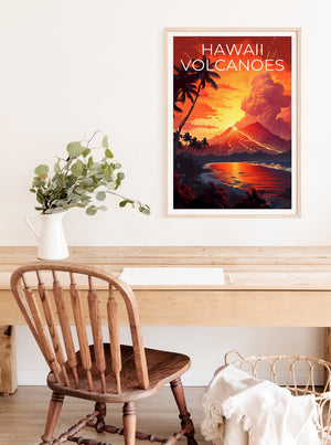 Hawaii Volcanoes Travel Poster, Hawaii Wall Art, Hawaii Print, Hawaii Volcanoes Poster, Hawaiʻi Volcanoes Poster, Hawaii Volcanoes Print