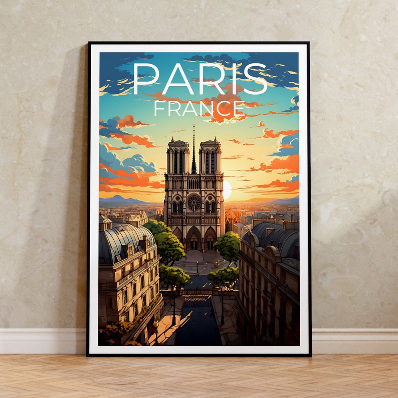 Notre-Dame Travel Poster, Paris Wall Art, Paris Print, Notre-Dame Poster, Paris Poster, Notre Dame Poster, Notre-Dame Art