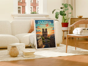 Notre-Dame Travel Poster, Paris Wall Art, Paris Print, Notre-Dame Poster, Paris Poster, Notre Dame Poster, Notre-Dame Art