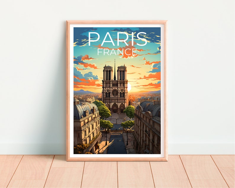Notre-Dame Travel Poster, Paris Wall Art, Paris Print, Notre-Dame Poster, Paris Poster, Notre Dame Poster, Notre-Dame Art