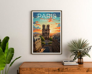 Notre-Dame Travel Poster, Paris Wall Art, Paris Print, Notre-Dame Poster, Paris Poster, Notre Dame Poster, Notre-Dame Art