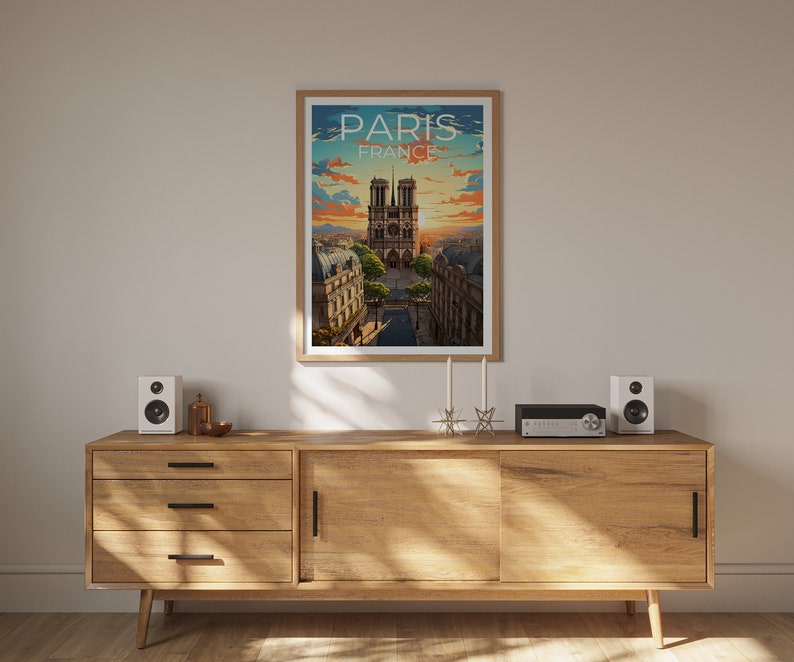 Notre-Dame Travel Poster, Paris Wall Art, Paris Print, Notre-Dame Poster, Paris Poster, Notre Dame Poster, Notre-Dame Art