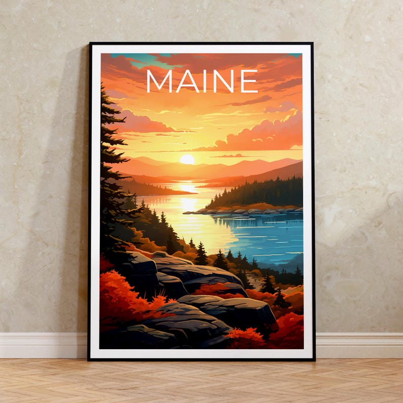 Maine Poster, Maine Print, Acadia National Park Poster, Acadia Print, Maine Travel Poster, Forest Poster