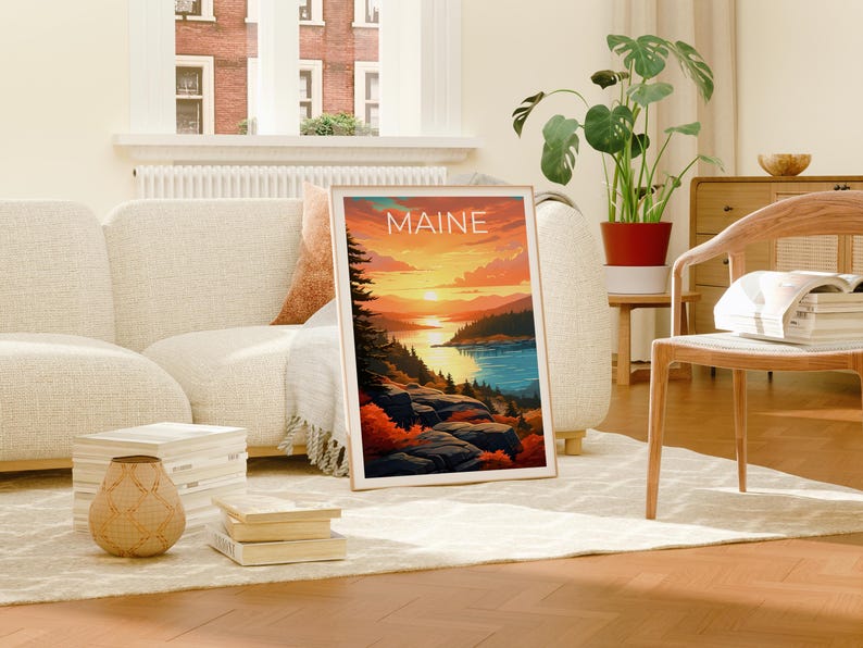 Maine Poster, Maine Print, Acadia National Park Poster, Acadia Print, Maine Travel Poster, Forest Poster