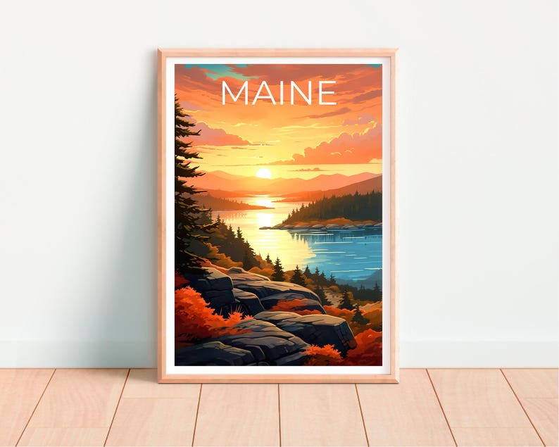 Maine Poster, Maine Print, Acadia National Park Poster, Acadia Print, Maine Travel Poster, Forest Poster