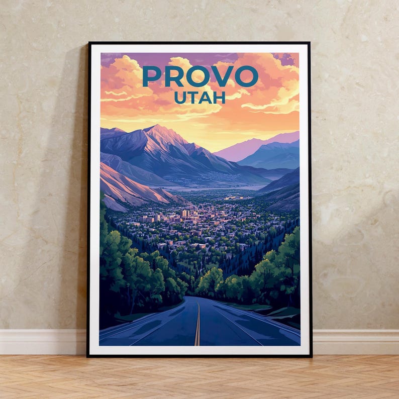 Provo Utah Poster - Wasatch Mountains Wall Art Print