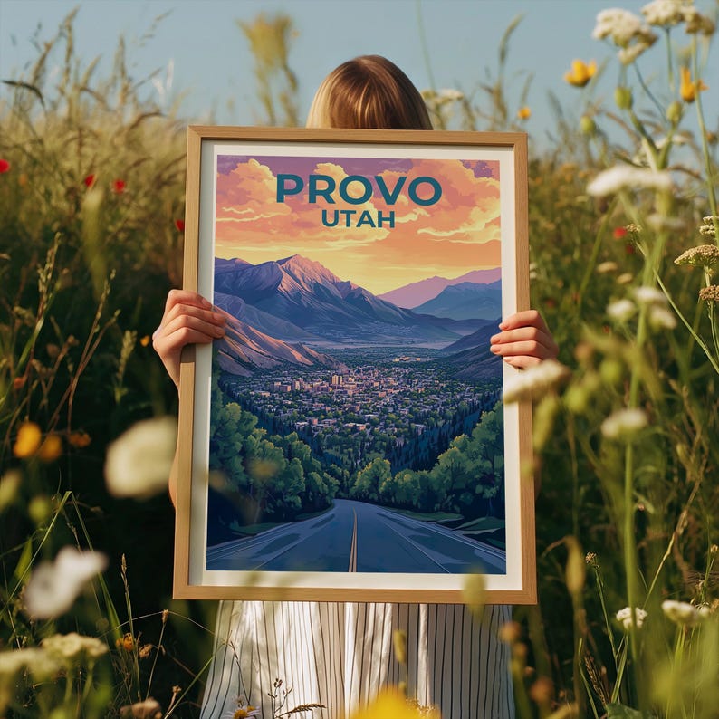 Provo Utah Poster - Wasatch Mountains Wall Art Print