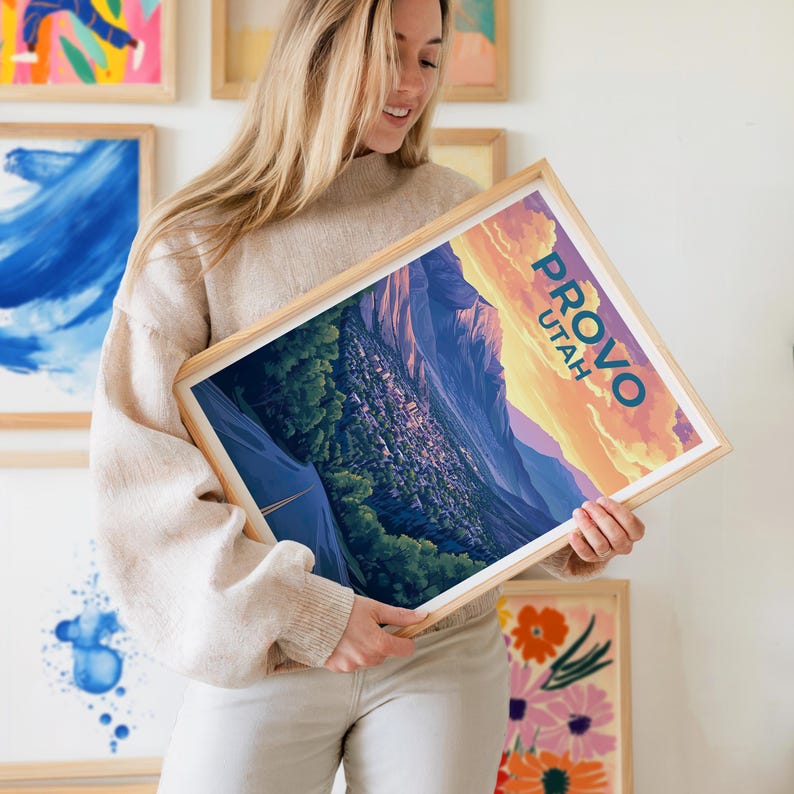 Provo Utah Poster - Wasatch Mountains Wall Art Print