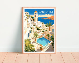 Santorini Travel Poster, Greece Wall Art, Santorini Print, Santorini Poster, Greek Island Art, City Poster, Wall Decor