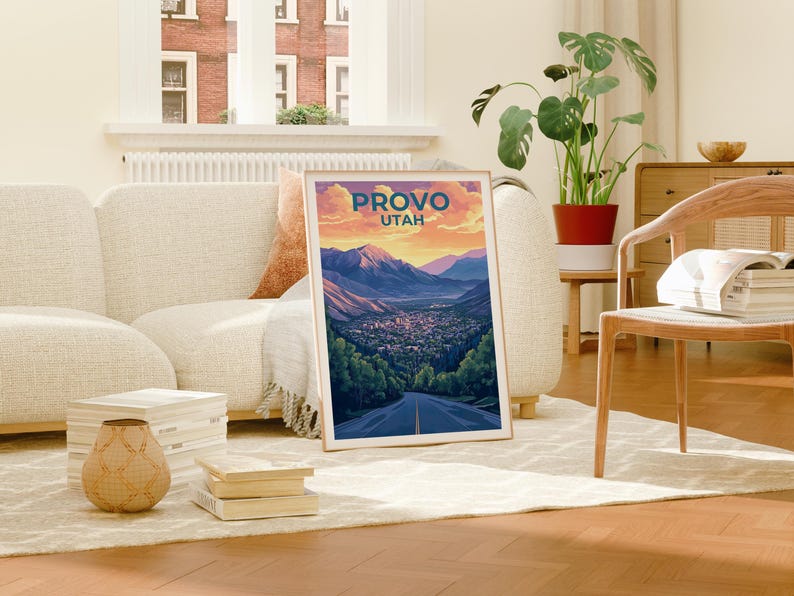 Provo Utah Poster - Wasatch Mountains Wall Art Print