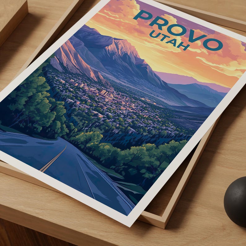 Provo Utah Poster - Wasatch Mountains Wall Art Print