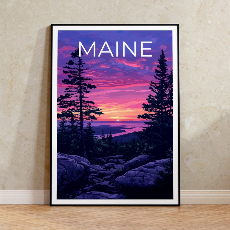Maine Travel Poster, Acadia Park Wall Art, Acadia Park Print, Maine Poster, Acadia Park Poster, Maine Wall Art