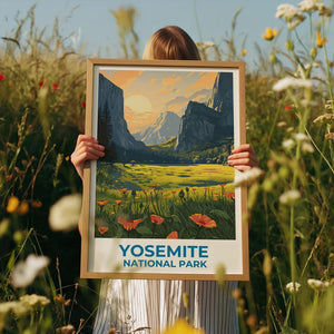 Yosemite Travel Print Yosemite Poster Yosemite Wall Art Yosemite Illustration Landscape Poster Home Decor Birthday Gift