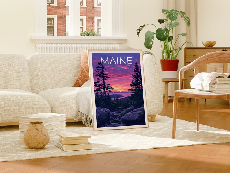 Maine Travel Poster, Acadia Park Wall Art, Acadia Park Print, Maine Poster, Acadia Park Poster, Maine Wall Art