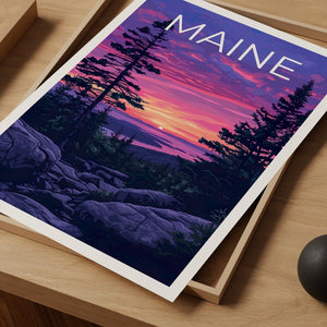 Maine Travel Poster, Acadia Park Wall Art, Acadia Park Print, Maine Poster, Acadia Park Poster, Maine Wall Art