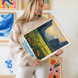 Yosemite Travel Print Yosemite Poster Yosemite Wall Art Yosemite Illustration Landscape Poster Home Decor Birthday Gift